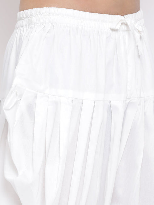 Vastramay Men's Blue Cotton Blend Kurta and Dhoti Set